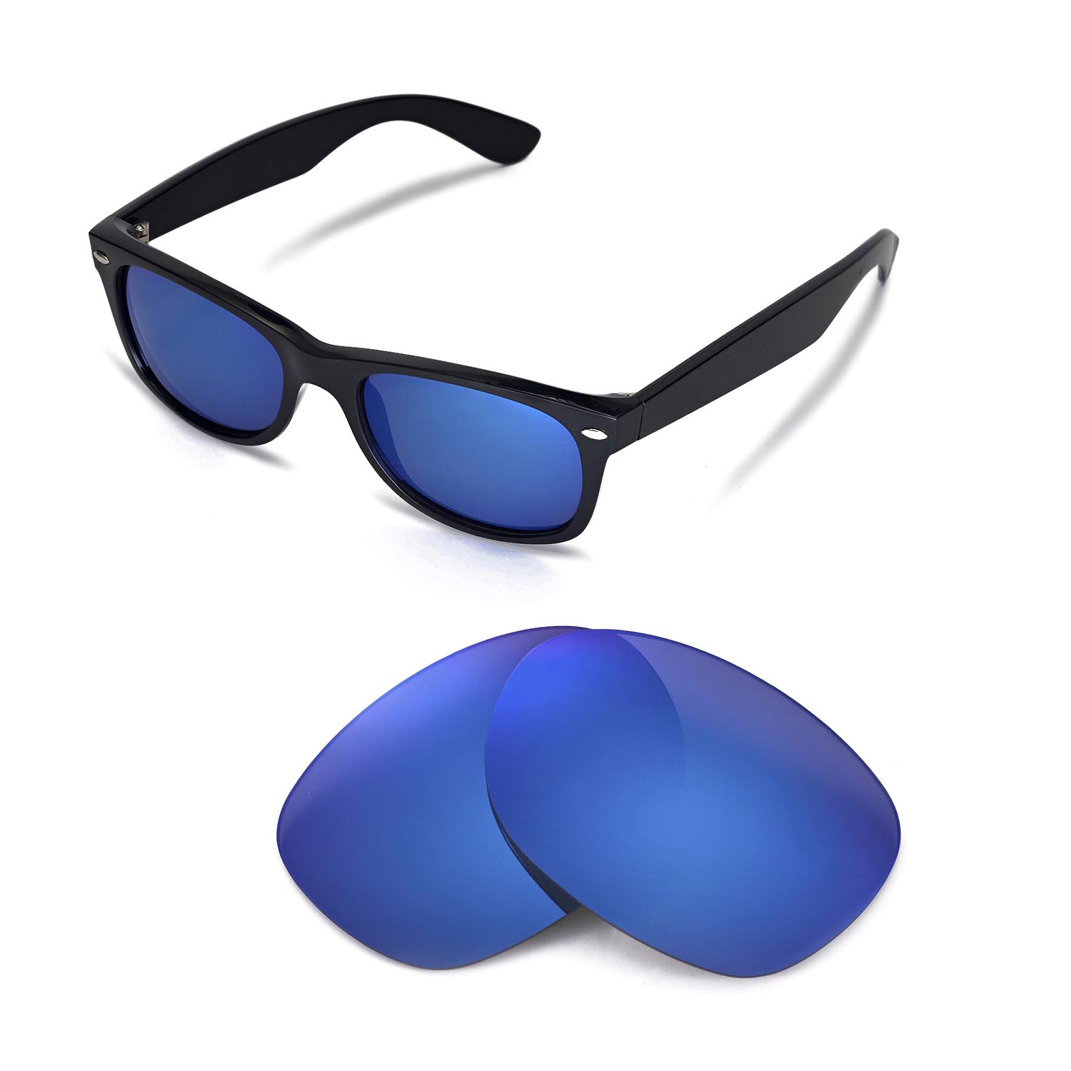 Walleva Polaris Bleu Glace Verres Pour Ray Ban Wayfarer RB2132 52mm